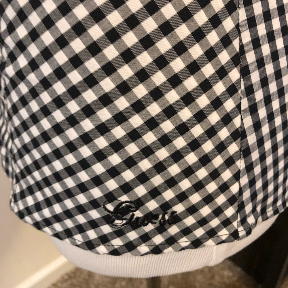 Guess Super Cute Gingham Button Down Bubble Sleeve - image 6